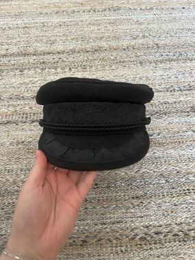 Black Cap with Braided Trim -women’s Accessory